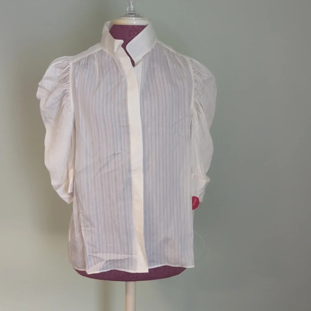 NWT Frame Denim White partially sheer Blouse